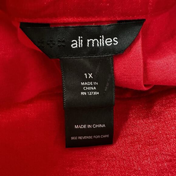 Ali Miles Jacket Womens 1X Red Button Woven Art Wire Collar Statement - Picture 8 of 11